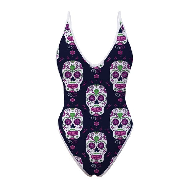 Sugar Skull Pattern Woman Summer Sexy One piece