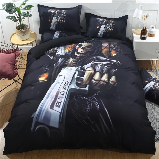 Black Skull Bedding Set Duvet Cover King Size Skull