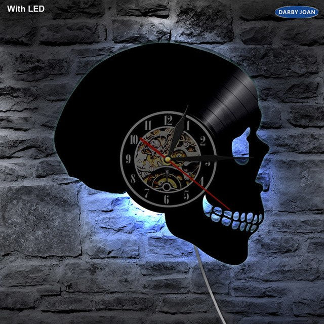 Handcarved Skull LED Lighting Wall Clock Color Changing Wall Light Vinyl With Remote Controller Atmosphere Night Light