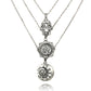 Retro Silver Color Hand Flower Moon Sun Pendant Necklace for Women Girl Charm Layered Necklace Boho Jewelry Collar 5067