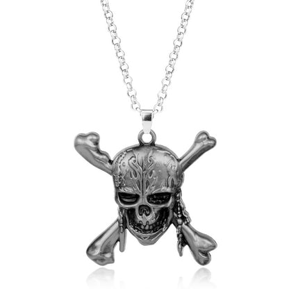 of the Caribbean Necklace Captain Jack Sparrow Mask Skull Crossbones Charm Pendant For Men Women Movie Jewelry
