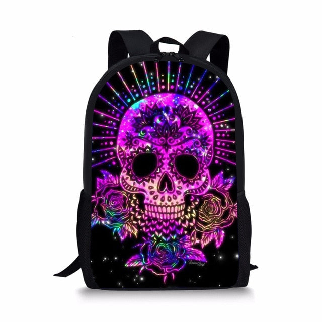 School Bag for Teen Girls Funny Sugar Skull Design Children Bag Pack