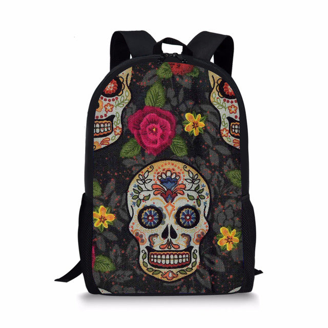 School Bag for Teen Girls Funny Sugar Skull Design Children Bag Pack