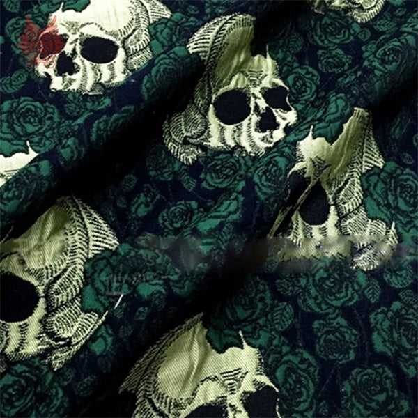 American retro style 3 colors skull jacquard brocade fabric for dress coat winter autumn tissue for sewing