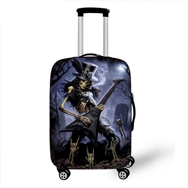 Punk Rock Guitar Rose Skull Suitcase Cover Travel Accessories Elastic Protective Luggage Covers Anti-dust Case Cover 18-28 inch