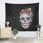 Boho Sugar Skull Tapestry Rose Flowers Feather Print Wall Hanging