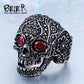 Wholesale Classic Garden Flower Skull Ring For Man Stainless Steel Man's Punk Style Jewelry BR8-071 US Size