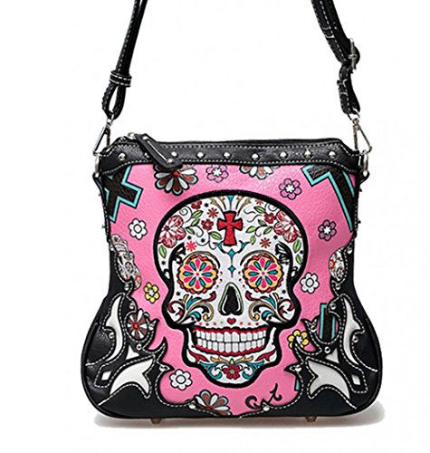 Sugar Skull Purse Cross Body Bag with Concealed Carry Pocket