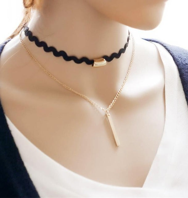 Fashion Jewelry Necklace Choker Alloy Punk Style Sequins Multilayer Chain Pendant Necklace women jewelry Clavicle