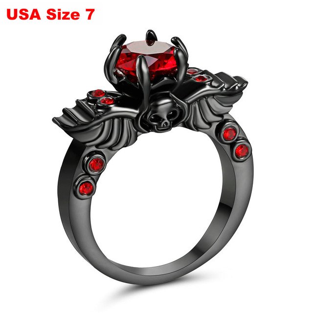 Brand New Arrival Creative Black Silver Gold colour Wing Skull Ring with AAA Zirconia Crystal Plated Party Jewelry