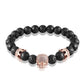 Brand Fashion Natural Beads Strand Bracelet Micro Pave CZ Black Skeleton Skull Corwn Lava Rock Stone Energy Men Buddha Jewelry