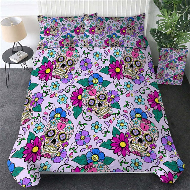 Sugar Skull Bedding Set 3pcs