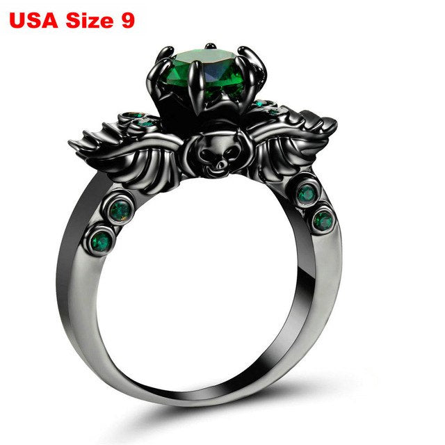 Brand New Arrival Creative Black Silver Gold colour Wing Skull Ring with AAA Zirconia Crystal Plated Party Jewelry