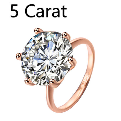 Silver Cubic Crystal Promise Wedding Rings for Women 5 Carat Bride Accessories Jewelry Rings