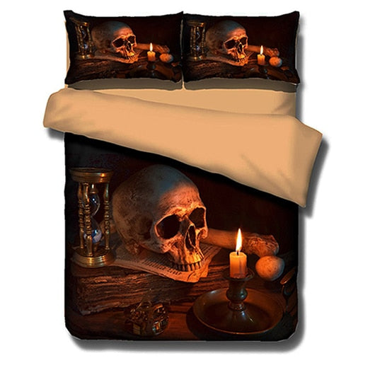 3D Skull Bedding sets Fire Skull head 3pcs Bed Linen Duvet Cover