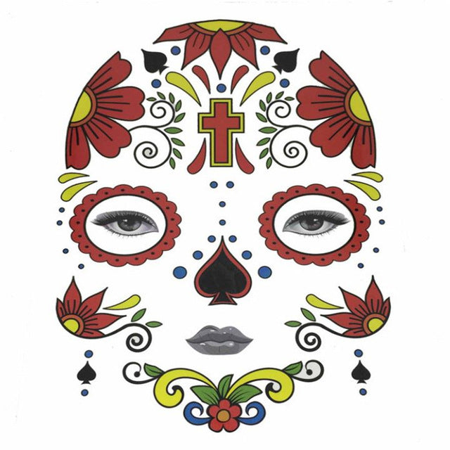 Day of the Dead temporary tattoo Costume Ball Prop art makeup tattoo stickers