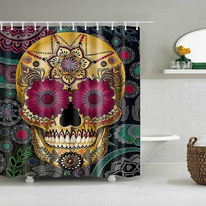 Cartoon Shower Curtains Skull Design Bathroom Curtain Custom Waterproof
