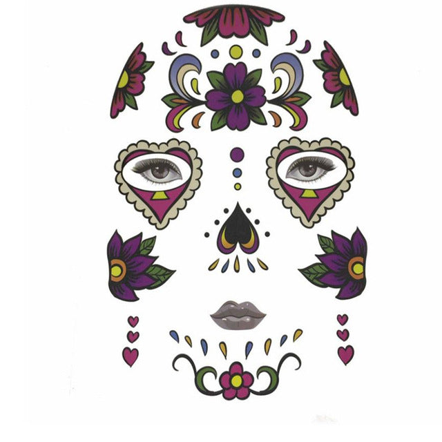 Day of the Dead temporary tattoo Costume Ball Prop art makeup tattoo stickers