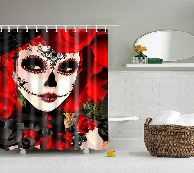 Cartoon Shower Curtains Skull Design Bathroom Curtain Custom Waterproof