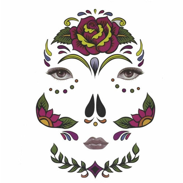 Day of the Dead temporary tattoo Costume Ball Prop art makeup tattoo stickers