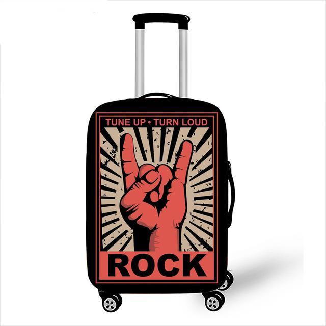 Punk Rock Guitar Rose Skull Suitcase Cover Travel Accessories Elastic Protective Luggage Covers Anti-dust Case Cover 18-28 inch