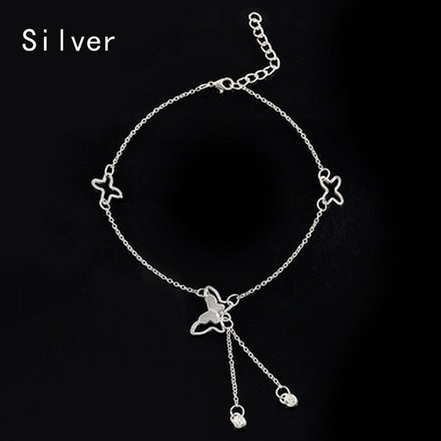 Anklets For Women Popular Golden Color Alloy Girls Bell Anklet Bead Chain Tassel Barefoot Sandal Beach Foot Jewelry