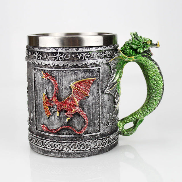 Skull Mug Contain Viking Skeleton Death Grim Knight Gothic Design Coffee Beer Tankard Mugs