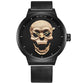 Cool Punk 3D Skull Men Watch Luxury Steel Gold Black Vintage Quartz Male Watches sport clock Relogio Masculino