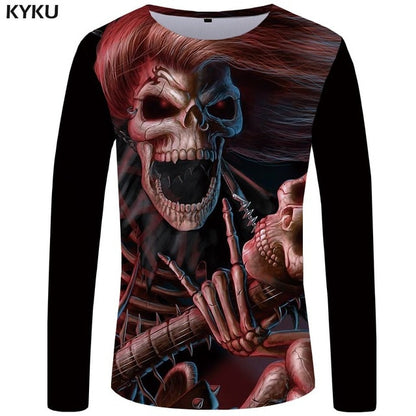 Skull T shirt Men Long sleeve shirt