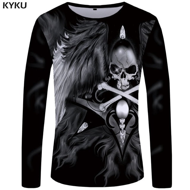 Skull T shirt Men Long sleeve shirt