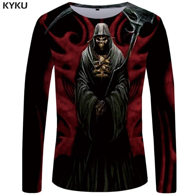 Skull T shirt Men Long sleeve shirt