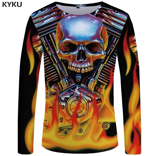 Skull T shirt Men Long sleeve shirt