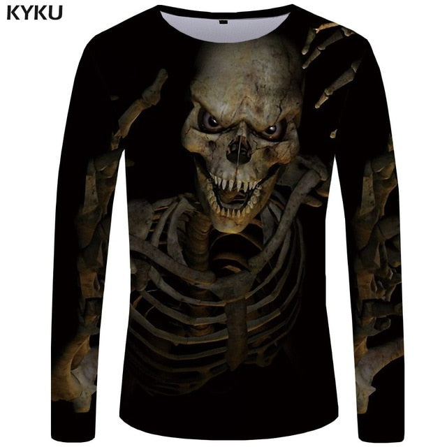 Skull T shirt Men Long sleeve shirt