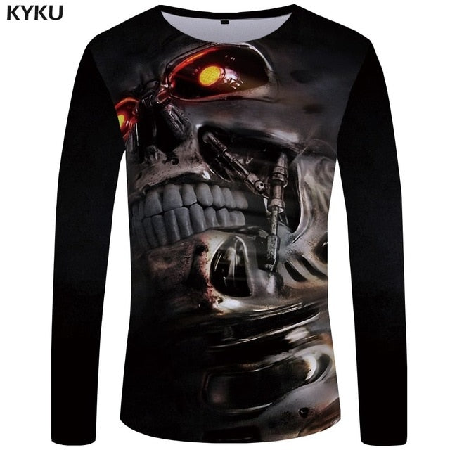 Skull T shirt Men Long sleeve shirt