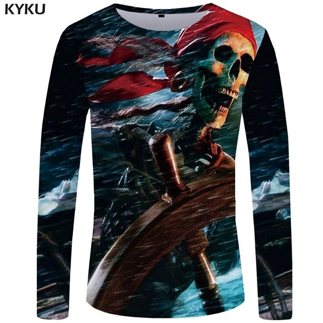 Skull T shirt Men Long sleeve shirt