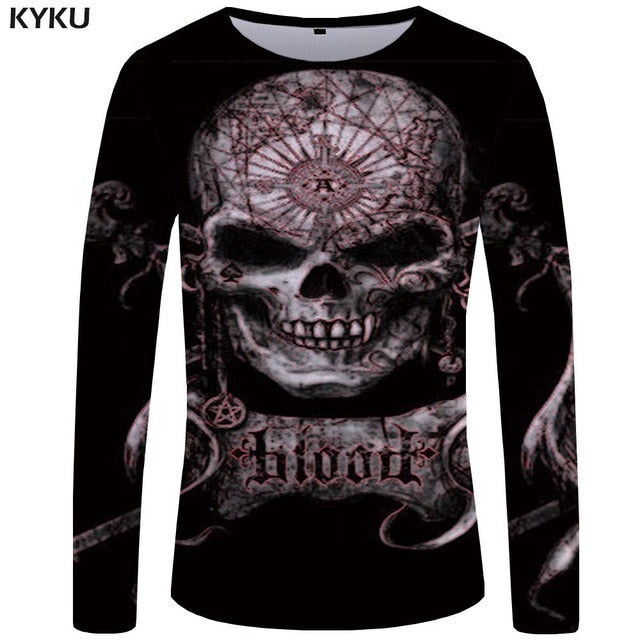 Skull T shirt Men Long sleeve shirt