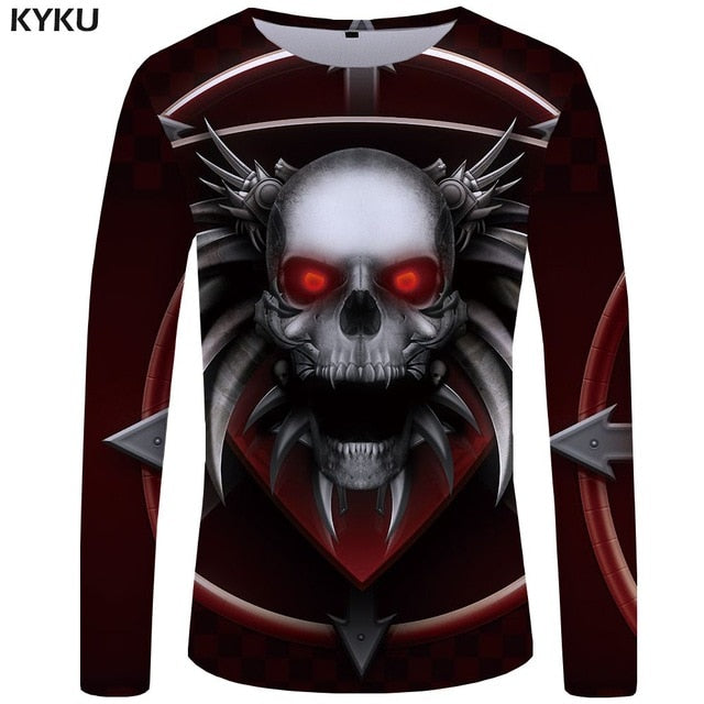 Skull T shirt Men Long sleeve shirt