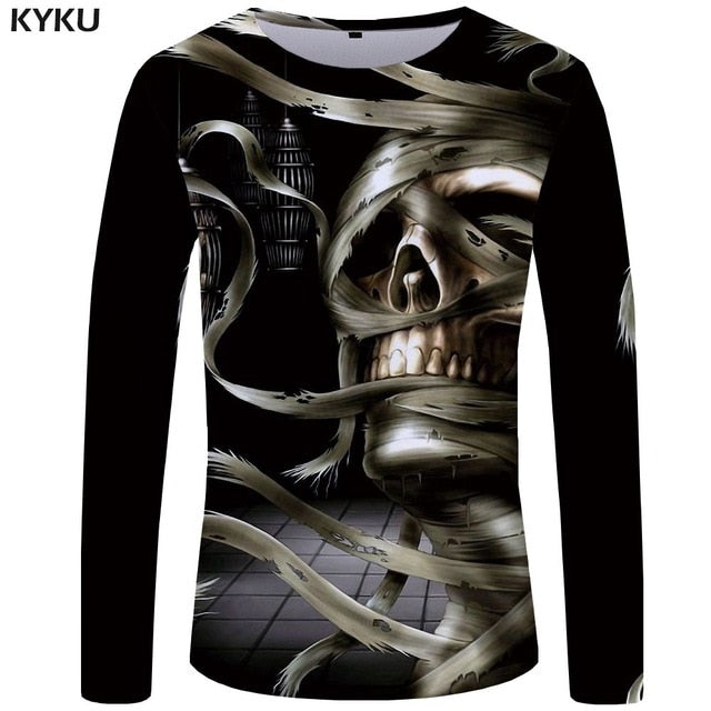 Skull T shirt Men Long sleeve shirt