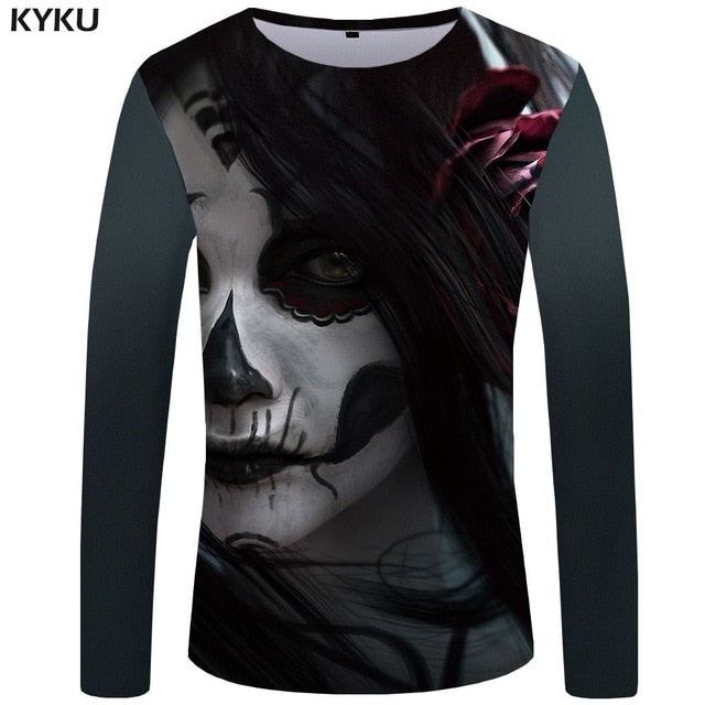 Skull T shirt Men Long sleeve shirt