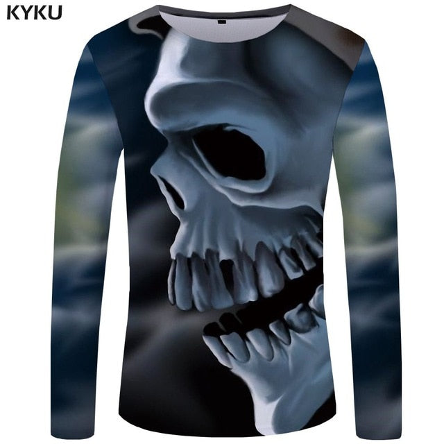 Skull T shirt Men Long sleeve shirt