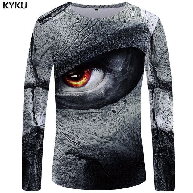 Skull T shirt Men Long sleeve shirt