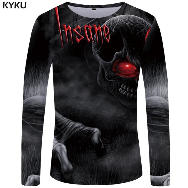 Skull T shirt Men Long sleeve shirt