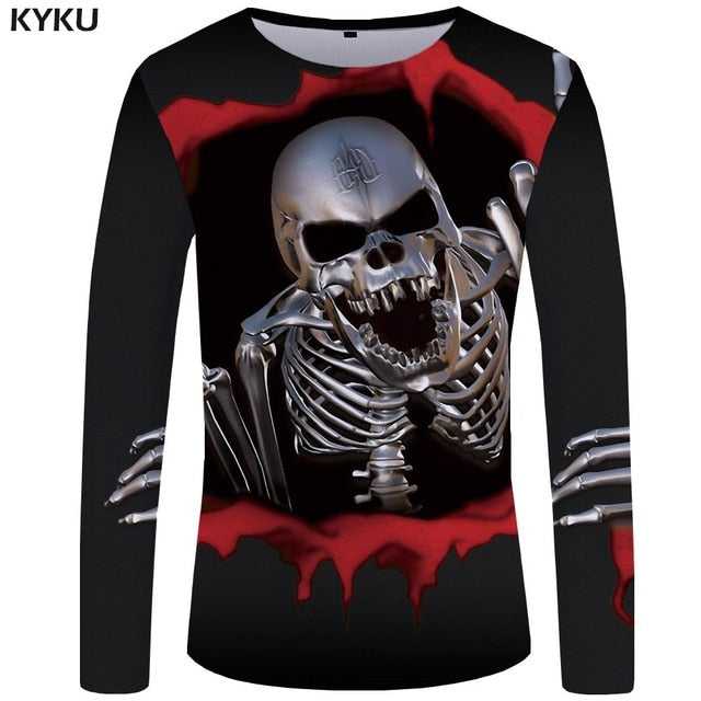 Skull T shirt Men Long sleeve shirt