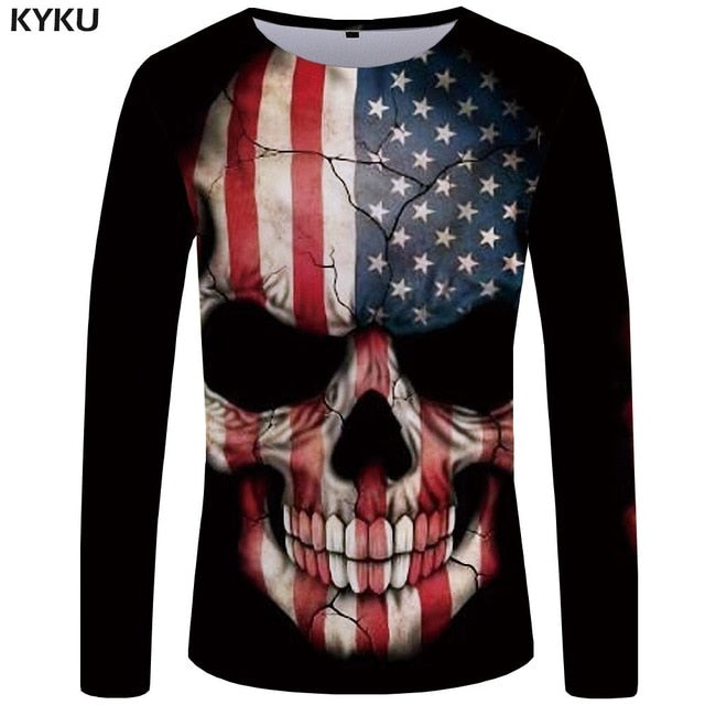 Skull T shirt Men Long sleeve shirt