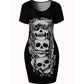 New Fashion Summer Plus Size T Shirt Dress Women Bodycon Slim Casual Skull Printed Tshirt Mini Dresses Vestidos Mujer