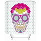 Sugar Skull Flower Shower Curtain for Halloween Bathroom Decor Polyester Fabric Print Curtain for Home Decor Art Skull Design