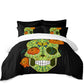 Sugar Skull Bedding Set Green Flowers Print Duvet Cover Set Pillowcase