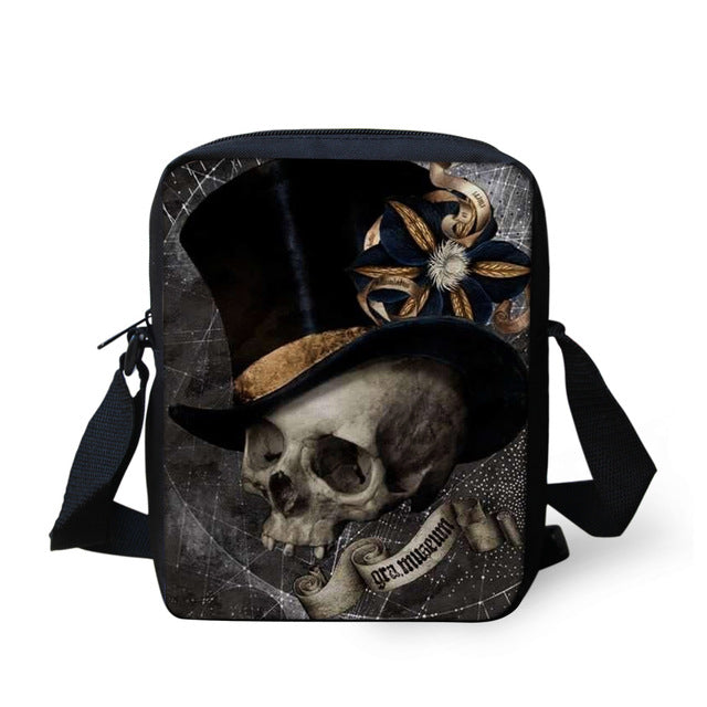 Skull Printed Men Messenger Bag Male Crossbody Bag Cool Boys Casual Shoulder Lightweight Mini Messenger-bags