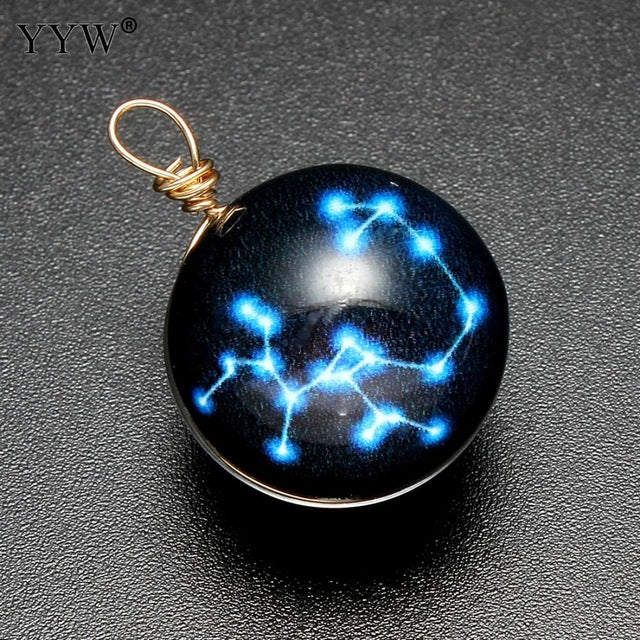 Necklace constellation symbols Retro luminous pendant punk Jewelry glowing in the dark necklace