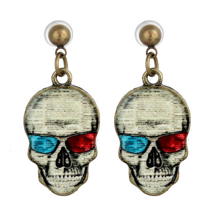 Hot Sale Women Funny Skull Stud Earrings 1 Pair Trendy Style Stud Earrings For Girls 22*13mm Skull Stud Earrings Fashion